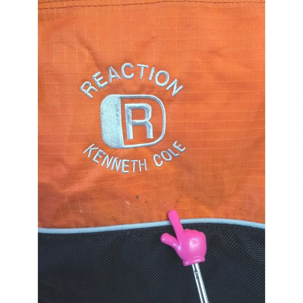 Kenneth Cole Reaction Large Orange Black Duffel Bag Gym Travel Weekender W/Strap